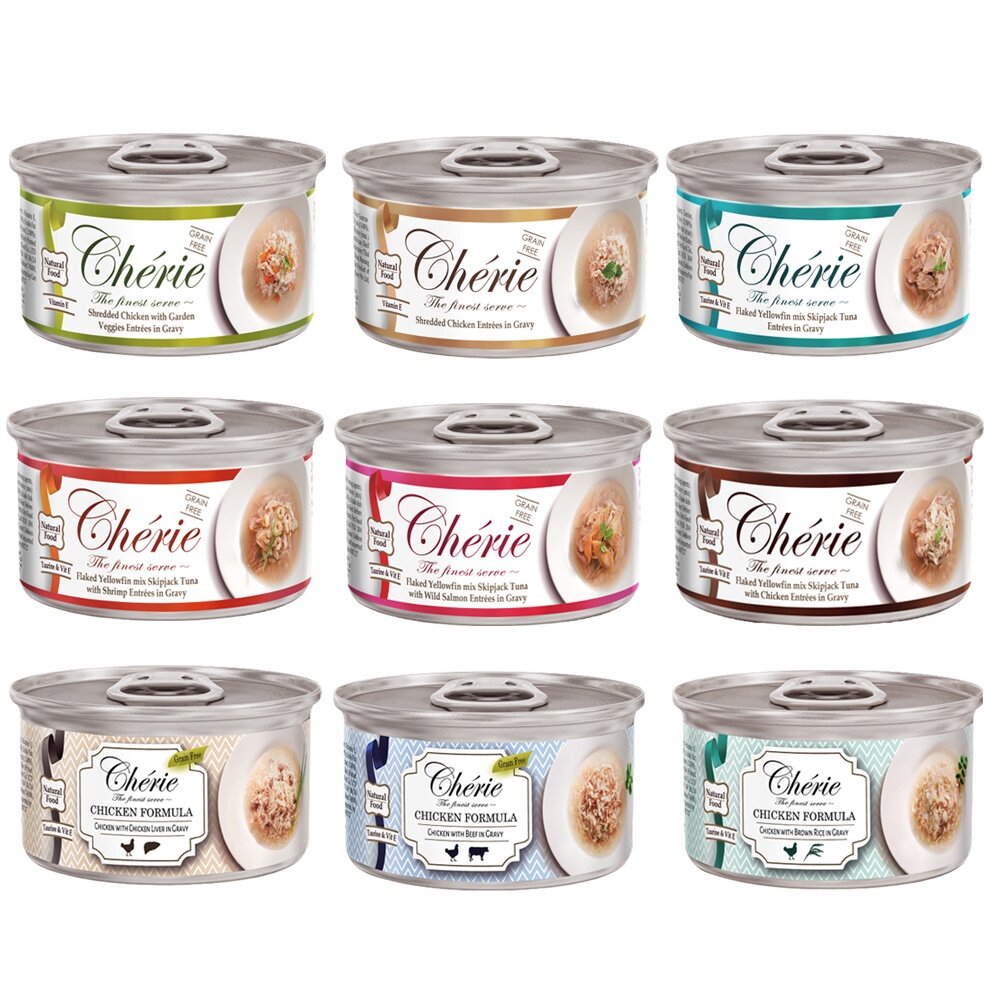 Cherie 法麗 微湯汁全系列80g【24罐組】 內貓排毛配方 添加湯汁補水 低過敏源 貓罐頭『WANG』-圖片-1