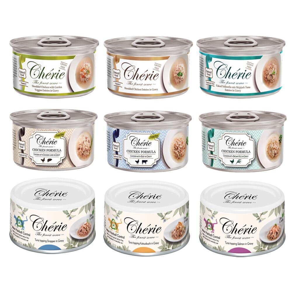 Cherie 法麗 微湯汁全系列 80g【24罐組】 內貓排毛配方 添加湯汁補水 補水罐 貓罐頭『WANG』-圖片-1