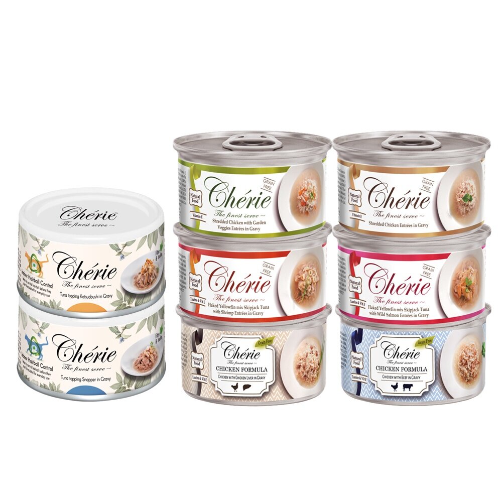 Cherie 法麗 微湯汁全系列 80g【24罐組】 內貓排毛配方 添加湯汁補水 補水罐 貓罐頭『WANG』-圖片-9