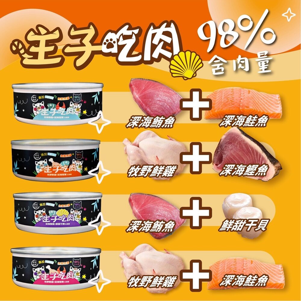 主子吃肉 98%無膠貓主食罐 80g【24罐組】 無穀罐 主食貓罐 貓罐頭『WANG』-圖片-2