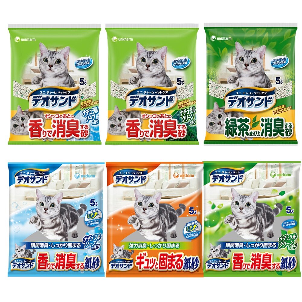 日本 嬌聯 Unicharm 消臭大師 貓砂 5L 尿尿後消臭貓砂 瞬間消臭紙砂 日本原裝 貓砂『WANG』-圖片-1