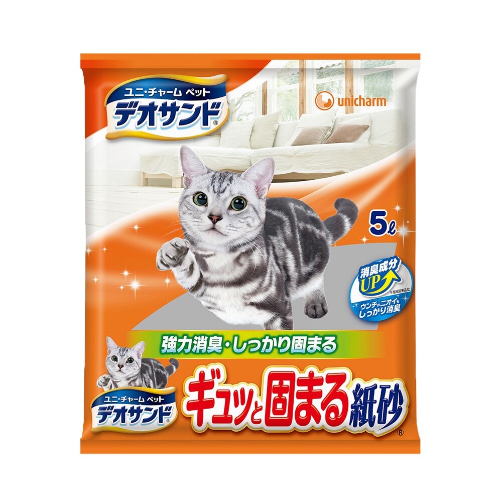 日本 嬌聯 Unicharm 消臭大師 貓砂 5L 尿尿後消臭貓砂|瞬間消臭紙砂 日本原裝 貓砂『WANG』-圖片-4