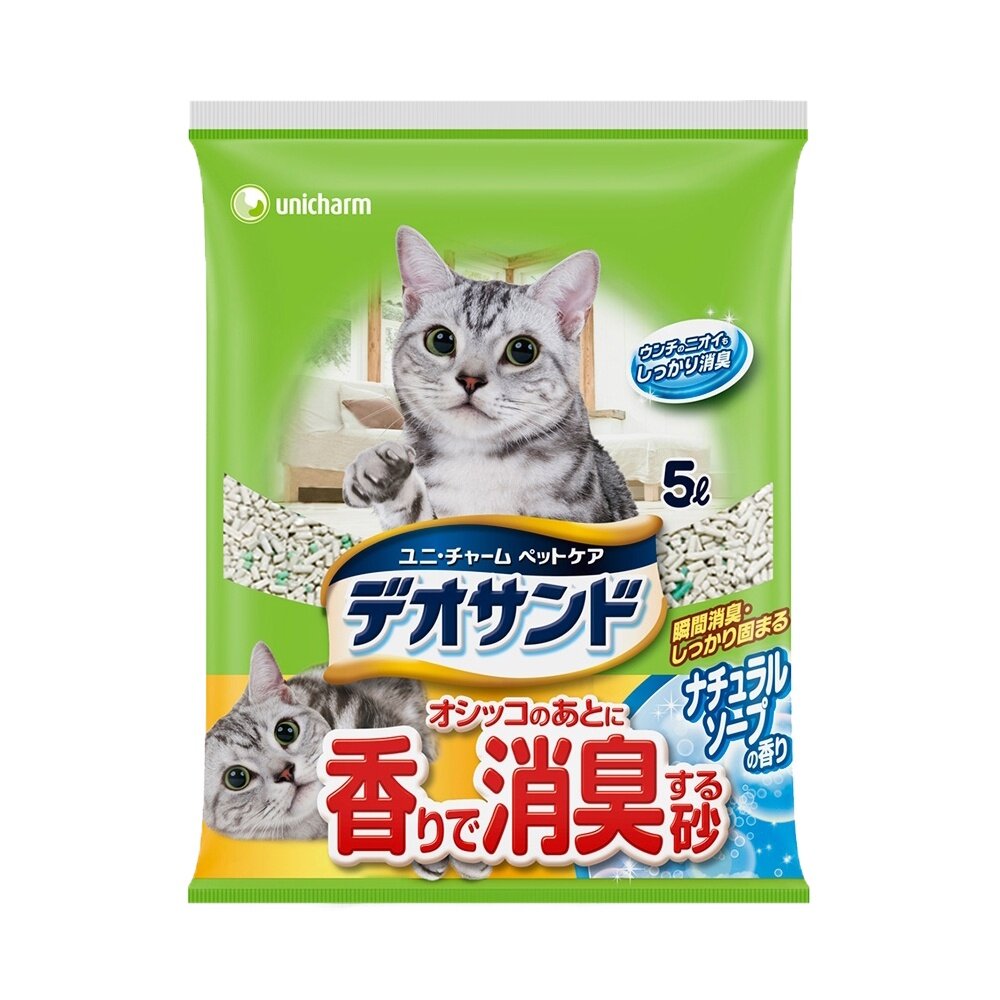 日本 嬌聯 Unicharm 消臭大師 貓砂 5L 尿尿後消臭貓砂 瞬間消臭紙砂 日本原裝 貓砂『WANG』-圖片-5