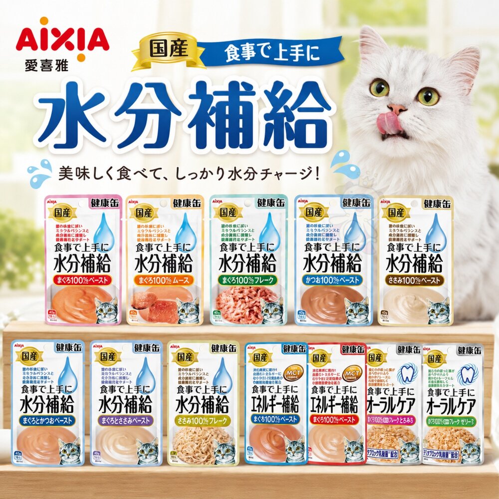 1163809906-AIXIA 愛喜雅 水分補給軟包 40g【單包】能量補給軟包 口腔保健 健康補給軟包 水分補給 貓餐包『WANG』