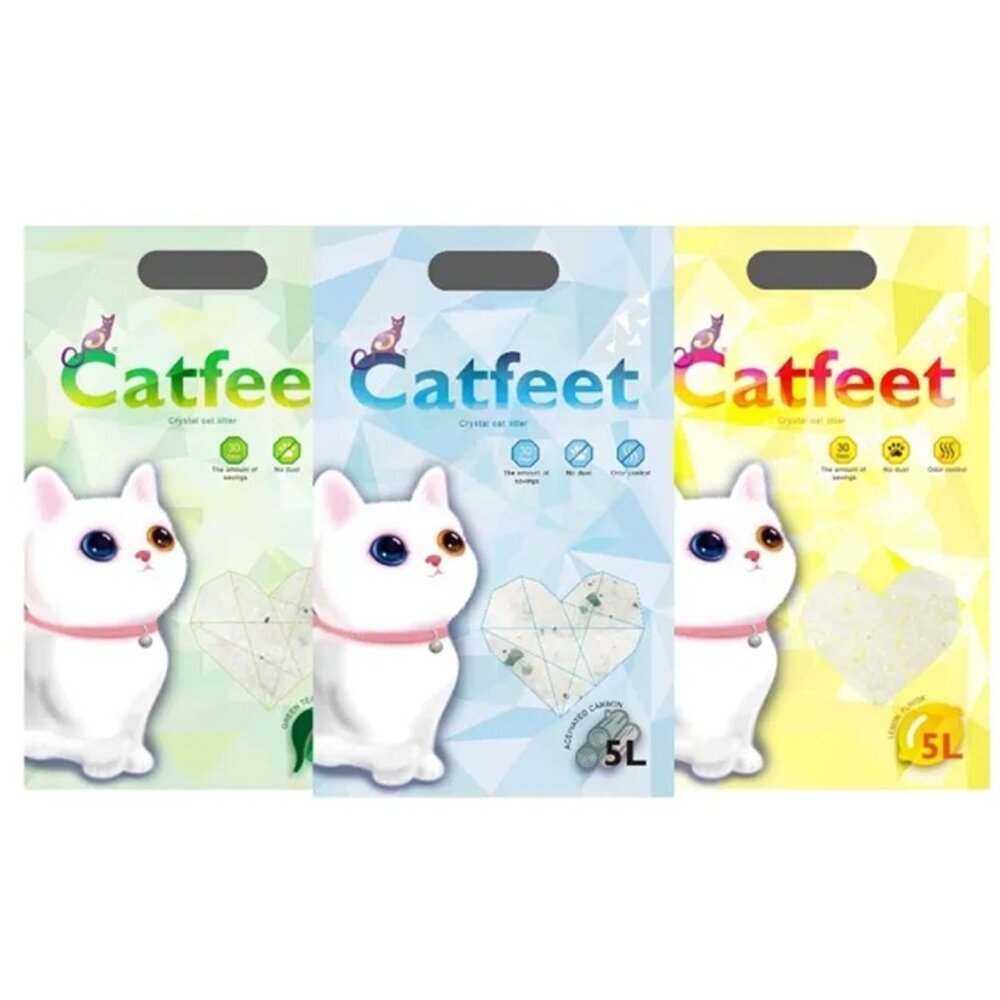 1175300507-CatFeet 除臭水晶貓砂5L【單包/6包組免運】活性碳/綠茶/檸檬  低粉塵 吸臭力超強 貓砂『WANG』