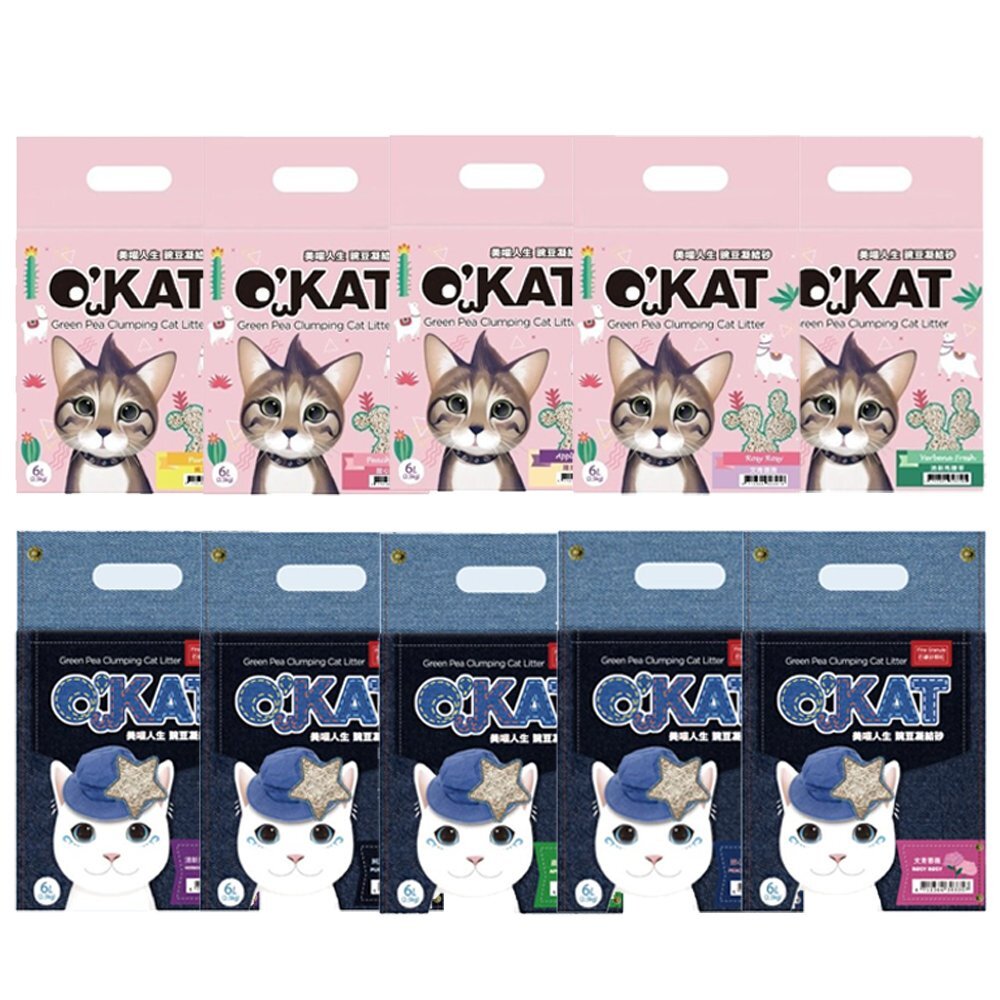 11972631022-O'kat 美喵人生 貓砂系列【6包組】豌豆凝結砂 長條型/仿礦砂顆粒 6L 環保無負擔 貓砂 『WANG』