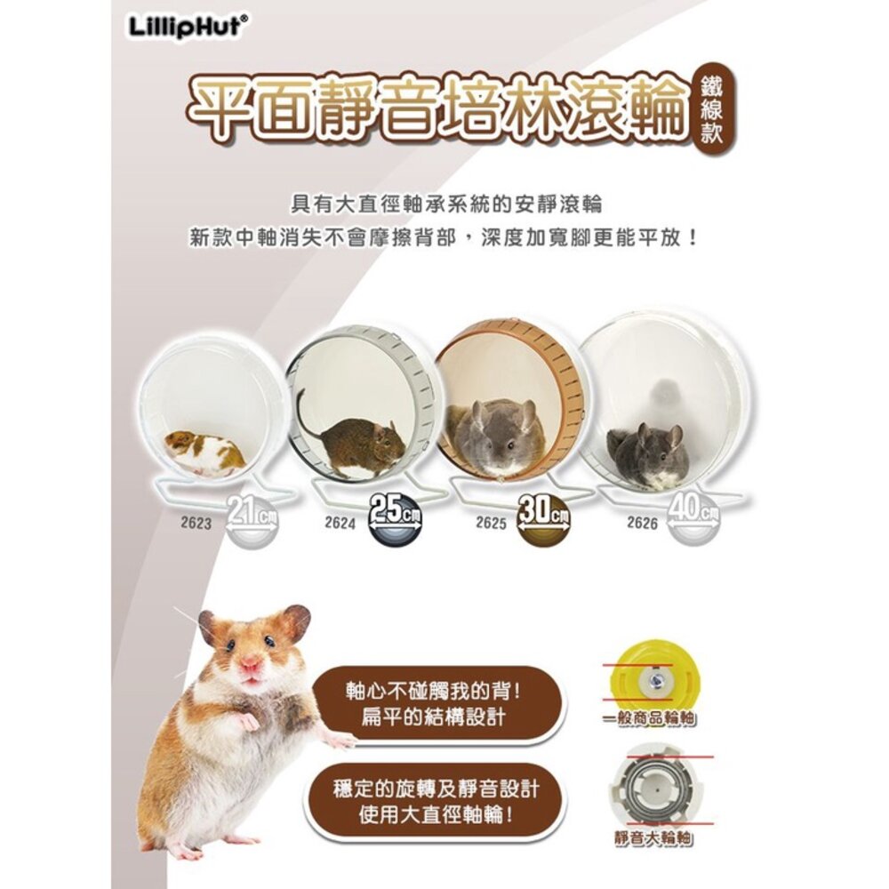 LillipHut麗利寶 平面靜音培林滾輪(附立座)2623/2624/2625/2626 可安裝在籠內鼠用『WANG』-圖片-6
