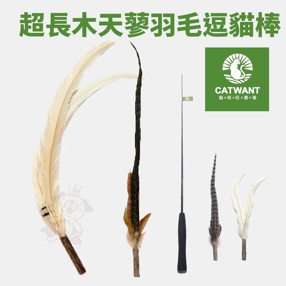 12062993988-CATWANT 貓咪旺農場 超長木天蓼羽毛逗貓棒 伸縮版 貓棒接頭 貓玩具 逗貓棒『WANG』