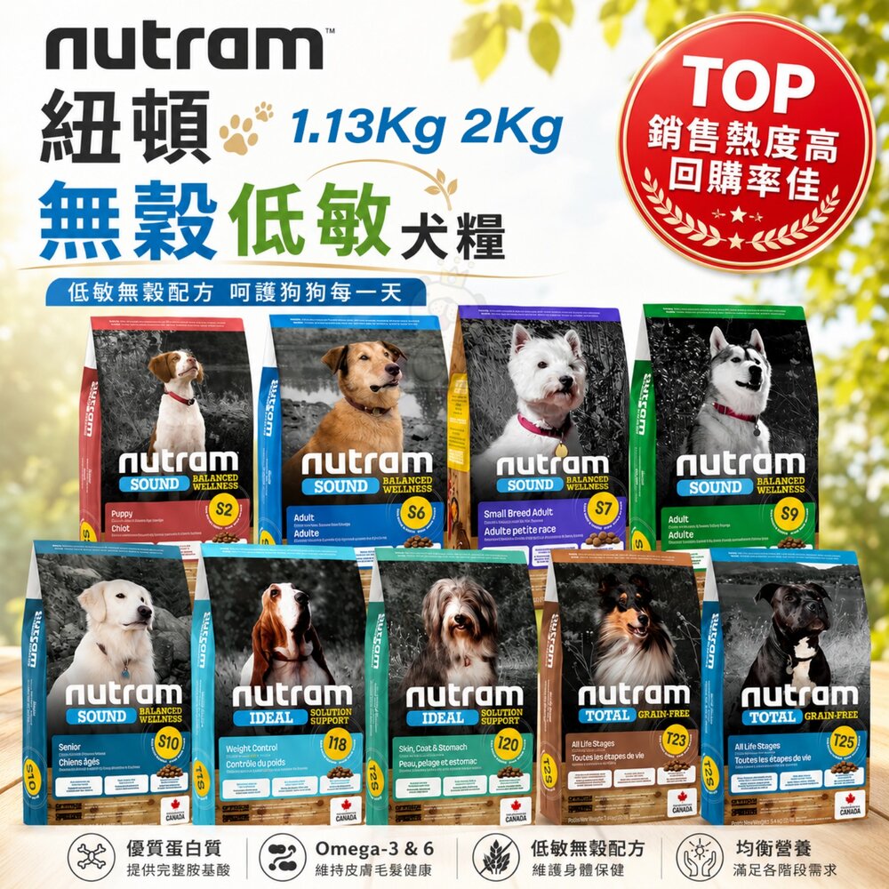13058837668-加拿大 Nutram 紐頓 無穀低敏犬糧 1.13Kg 2Kg WDJ推薦 腸胃敏感 狗乾糧 狗主食 狗飼料『WANG』