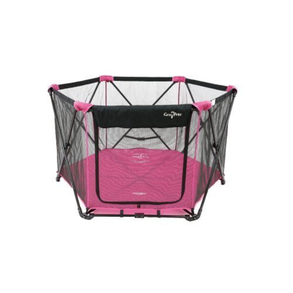Gen7pets 寵物六角圍欄 灰色小方格/玫紅色 輕巧收合 攜帶方便 透視圍欄安全又放心 寵物圍欄『WANG』-圖片-2