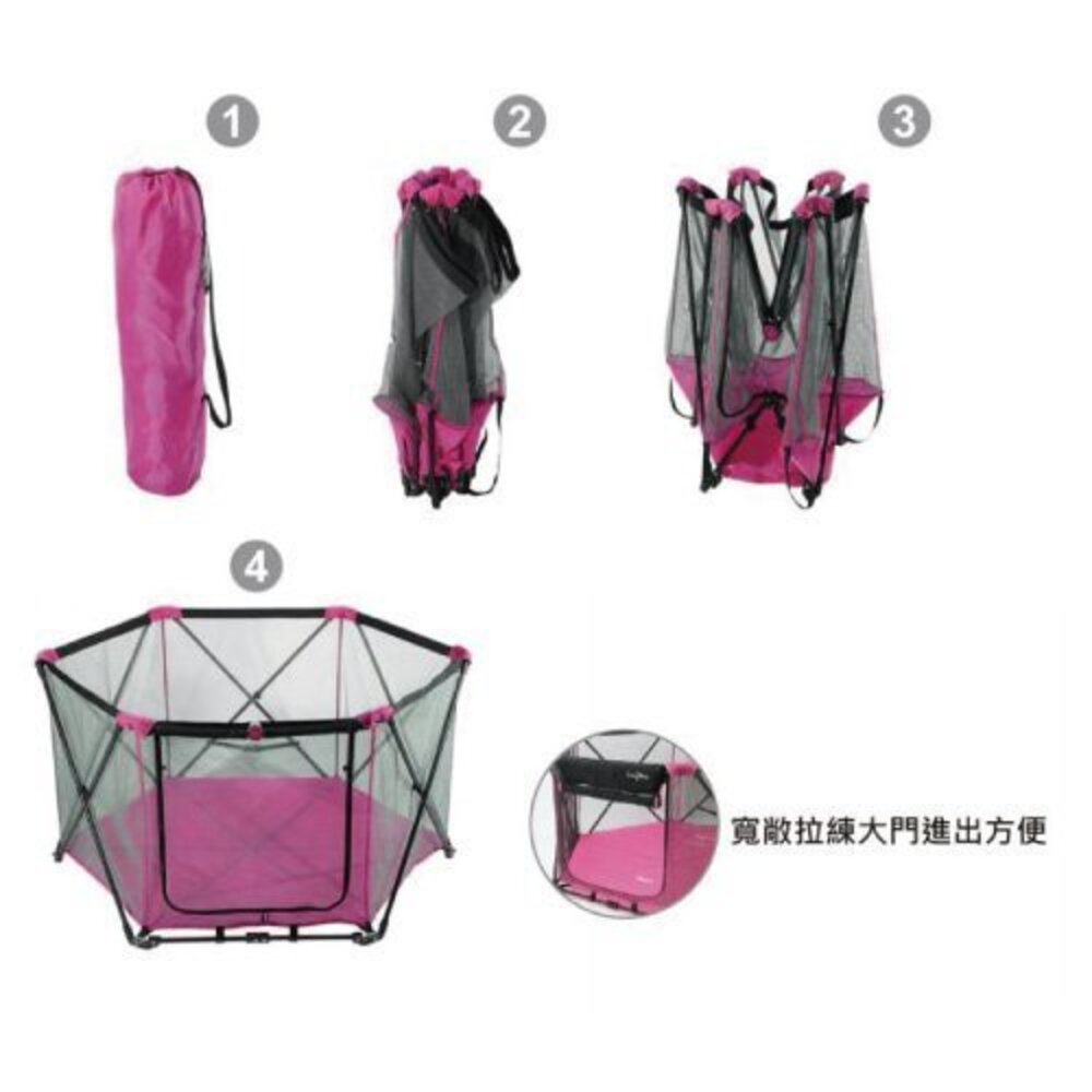Gen7pets 寵物六角圍欄 灰色小方格/玫紅色 輕巧收合 攜帶方便 透視圍欄安全又放心 寵物圍欄『WANG』-圖片-4