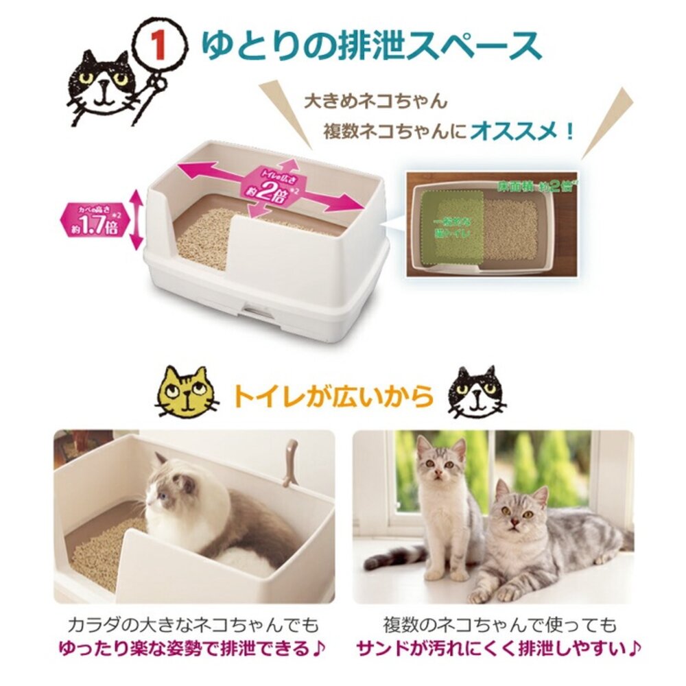日本嬌聯 Unicharm消臭大師 貓砂盆【免運】 寬型抗菌 幼貓雙層貓砂盆 日本原裝進口 貓砂盆 『WANG』-圖片-9