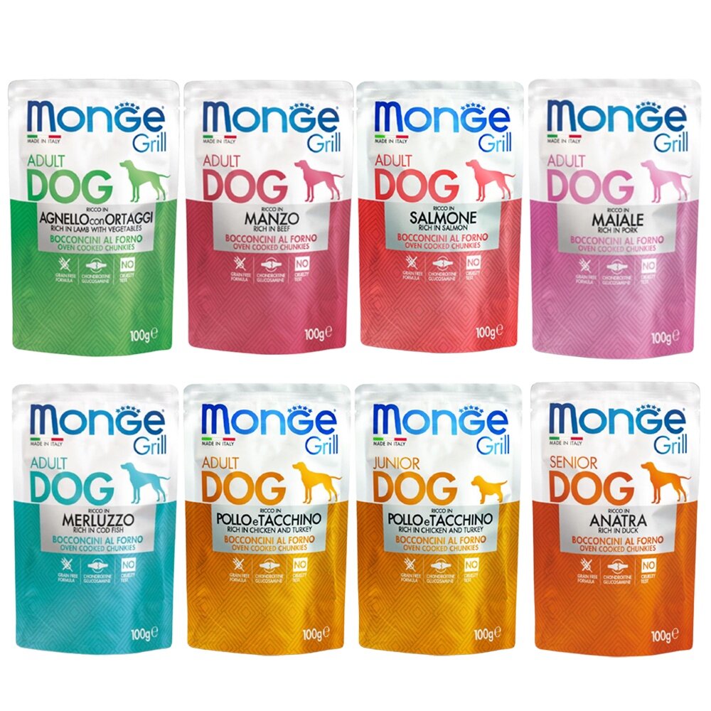 Monge 瑪恩吉 Grill炙燒肉塊無穀主食狗餐包 100g 主食餐包 無穀餐包 肉塊餐包 狗餐包『WANG』-圖片-1