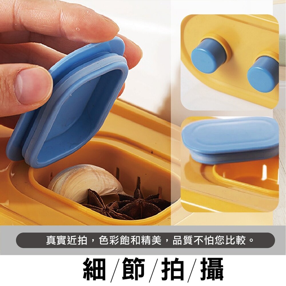 icat 寵喵樂 掛壁透明儲物存儲盒(兩格) 深藍/黃色 透明壓式糧食儲物盒 寵物儲糧盒『WANG』-圖片-4