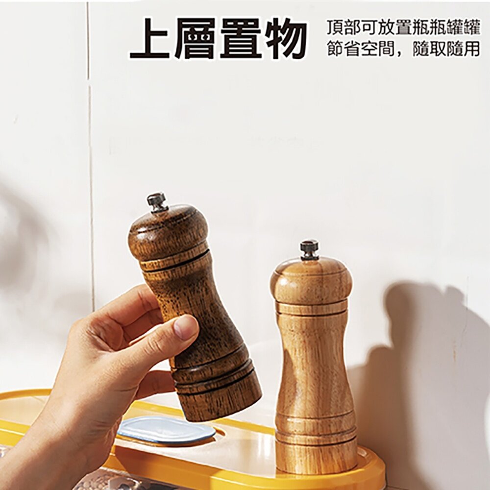 icat 寵喵樂 掛壁透明儲物存儲盒(兩格) 深藍/黃色 透明壓式糧食儲物盒 寵物儲糧盒『WANG』-圖片-5