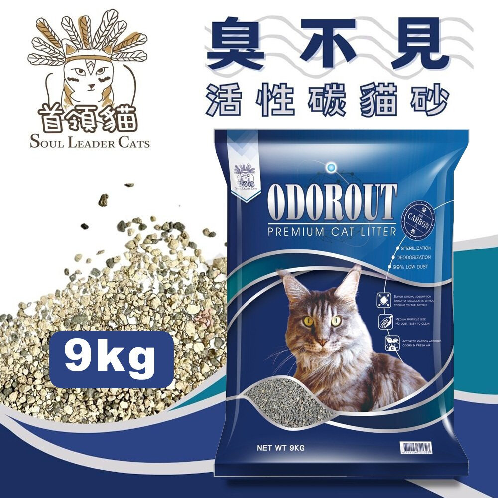14097373187-首領貓 臭不見活性碳貓砂 9kg 活性碳 礦砂 貓砂 臭臭不見 低粉塵 凝結性佳 快速凝結型『WANG』