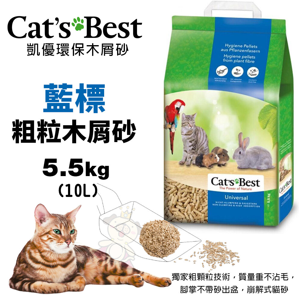 Cats Best 凱優 藍標 粗粒木屑砂 雙層貓便盆 小動物單層便盆 貓砂『WANG』-圖片-2
