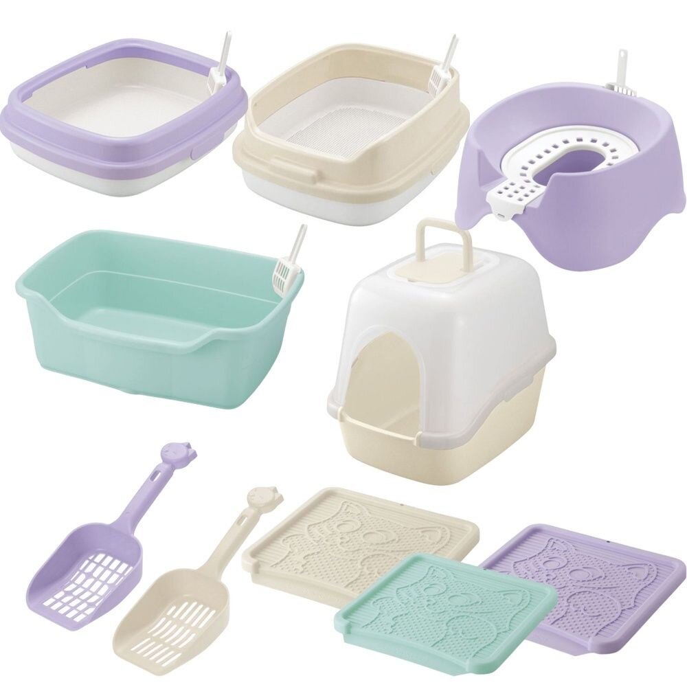 日本 Richell 卡羅 貓便盆系列 單層 雙層 方型 圍片蹲式 屋型 貓砂踏板 貓砂盆『WANG』-圖片-1