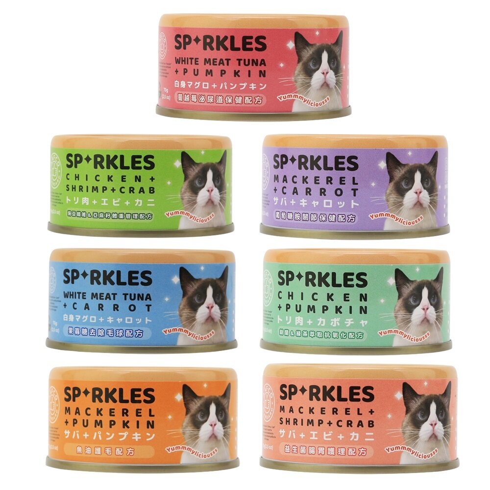 14823476750-Sparkles 超級SP 無膠主食罐【24罐組】70g  主食罐 貓罐頭『WANG』