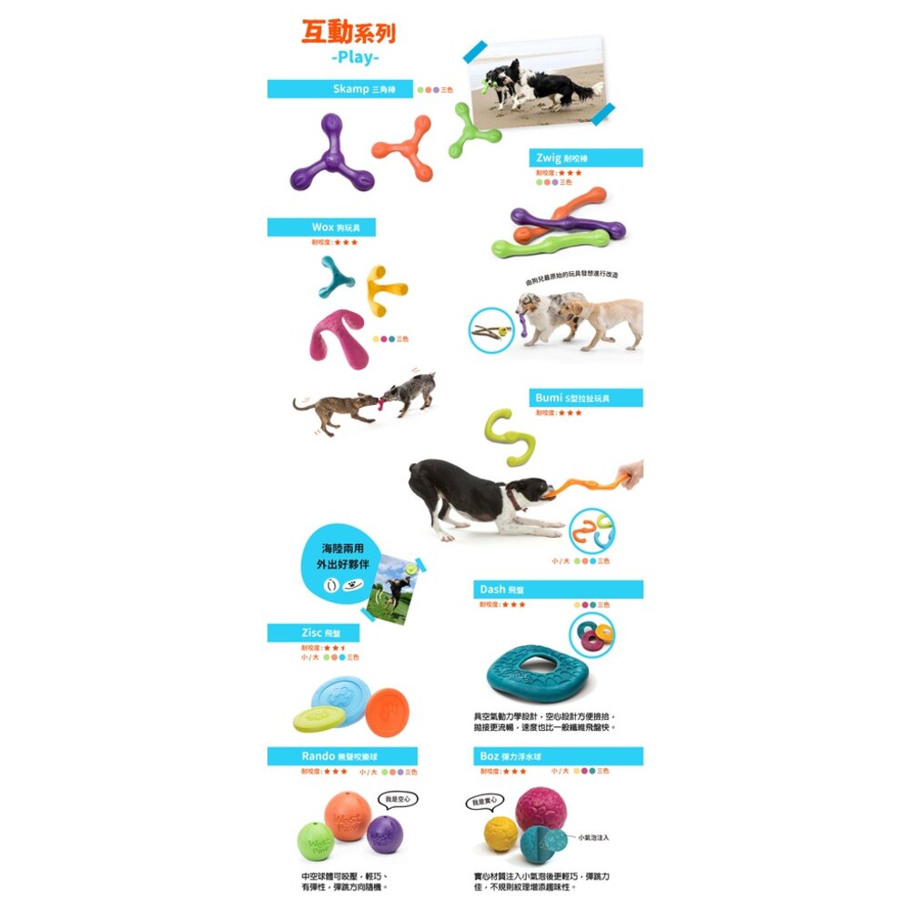 美國 West Paw 互動玩具系列 環保材質 可咬取 浮水 拋擲 狗玩具『WANG』-圖片-2