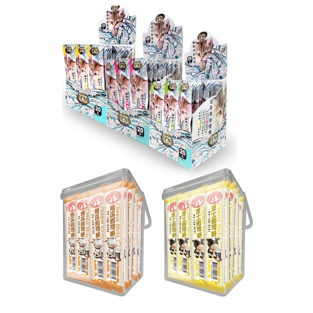 魔法村Pet Village PV貓專用鮮極棒 芝士起司條【盒裝】鮪魚/海鮮/鮭魚 貓零食『WANG』-圖片-1