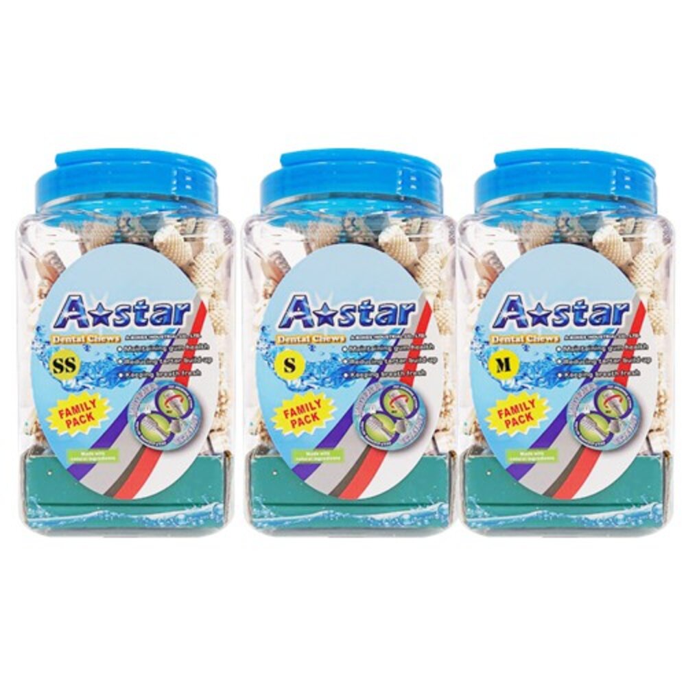A-Star Bones AB潔牙骨桶裝1100g±5% 多效雙頭 五星/亮白雙頭 五星/空心六星棒/高齡犬『WANG』-圖片-10