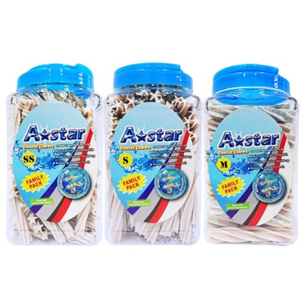 A-Star Bones AB潔牙骨桶裝1100g±5% 多效雙頭 五星/亮白雙頭 五星/空心六星棒/高齡犬『WANG』-圖片-6