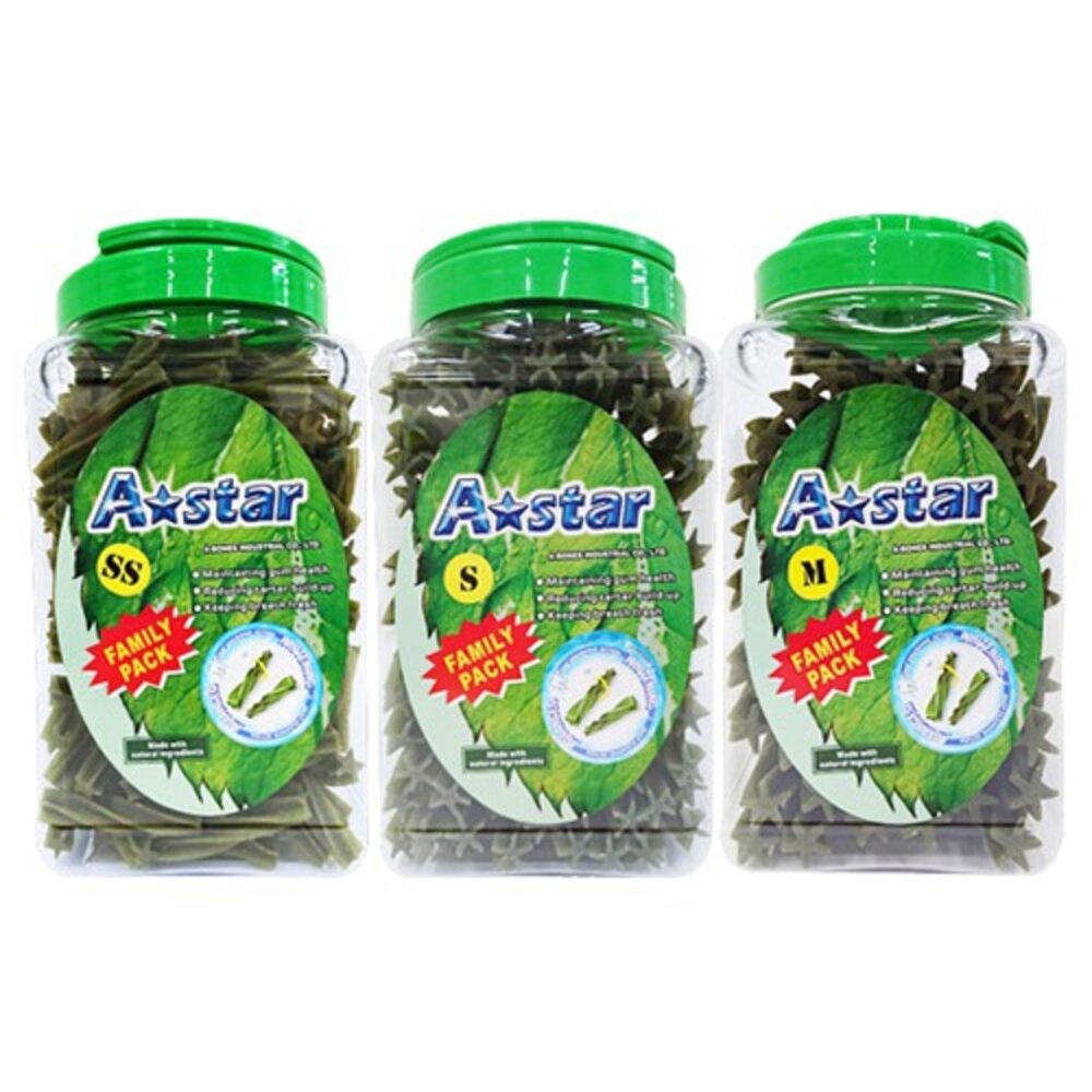 A-Star Bones AB潔牙骨桶裝1100g±5% 多效雙頭 五星/亮白雙頭 五星/空心六星棒/高齡犬『WANG』-圖片-8