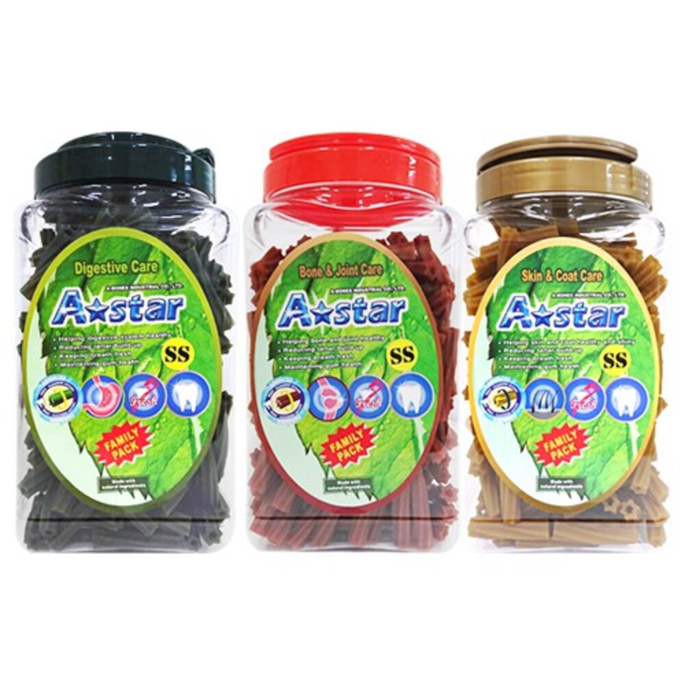 A-Star Bones AB潔牙骨桶裝1100g±5% 多效雙頭 五星/亮白雙頭 五星/空心六星棒/高齡犬『WANG』-圖片-9