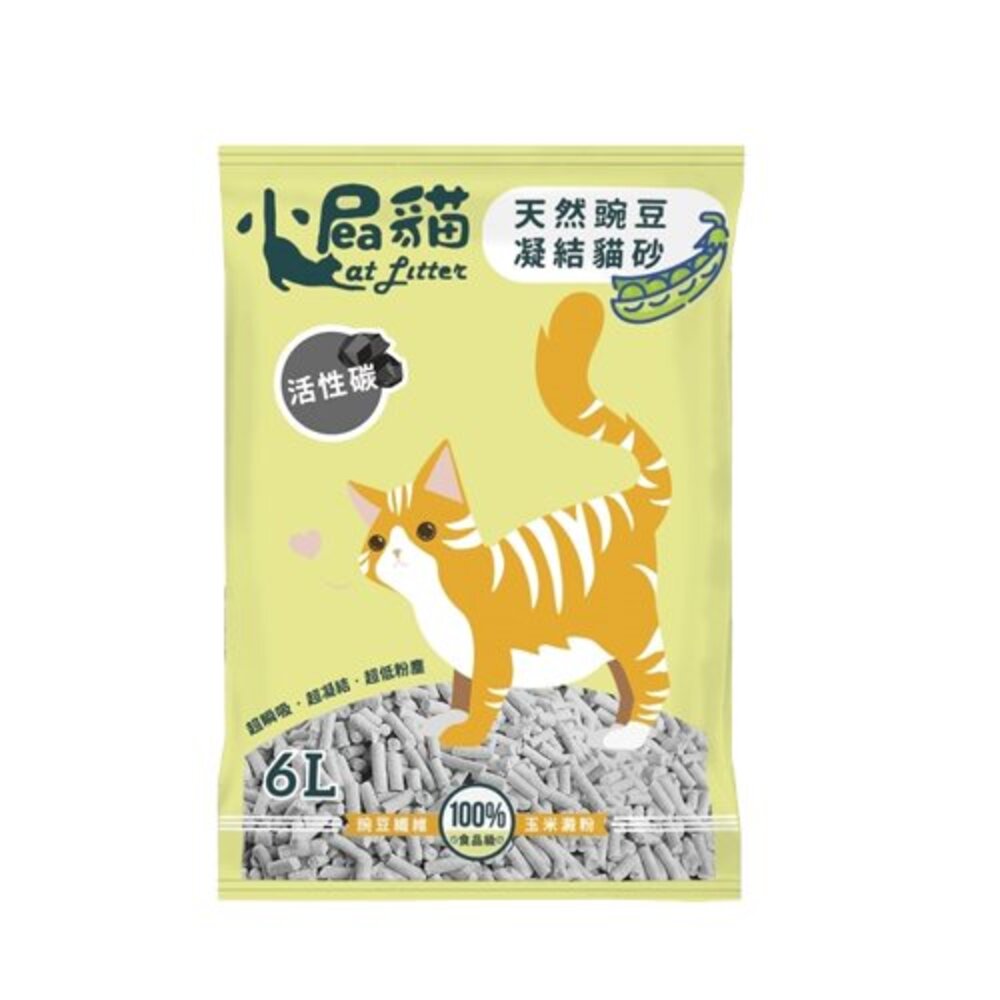 小屁貓 天然豌豆凝結貓砂6L【6包組免運】無化學香料 環保低塵 瞬吸凝結力強 貓砂『WANG』-圖片-1