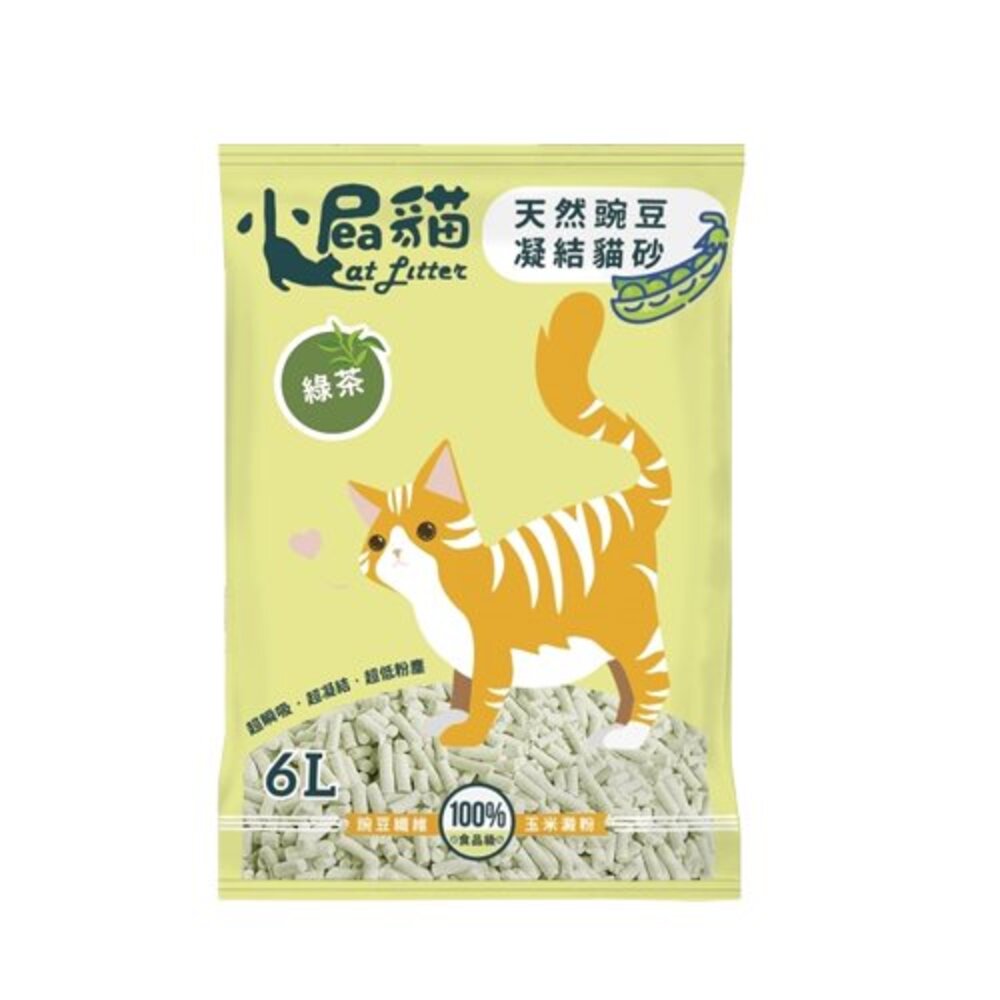 小屁貓 天然豌豆凝結貓砂6L【6包組免運】無化學香料 環保低塵 瞬吸凝結力強 貓砂『WANG』-圖片-6