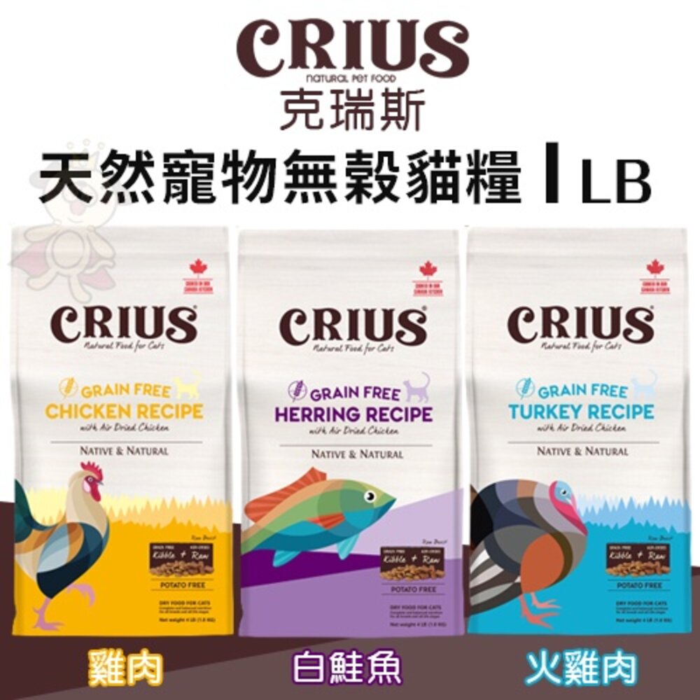 CRIUS 克瑞斯 天然無榖貓糧 1LB 白鮭魚/火雞肉/雞肉 天然風乾肉塊 貓糧『WANG』-圖片-2