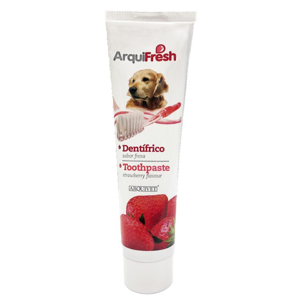 西班牙 ArquiFresh 香甜草莓愛犬牙膏 香甜草莓愛犬牙膏+牙刷組 犬用牙膏『WANG』-圖片-1