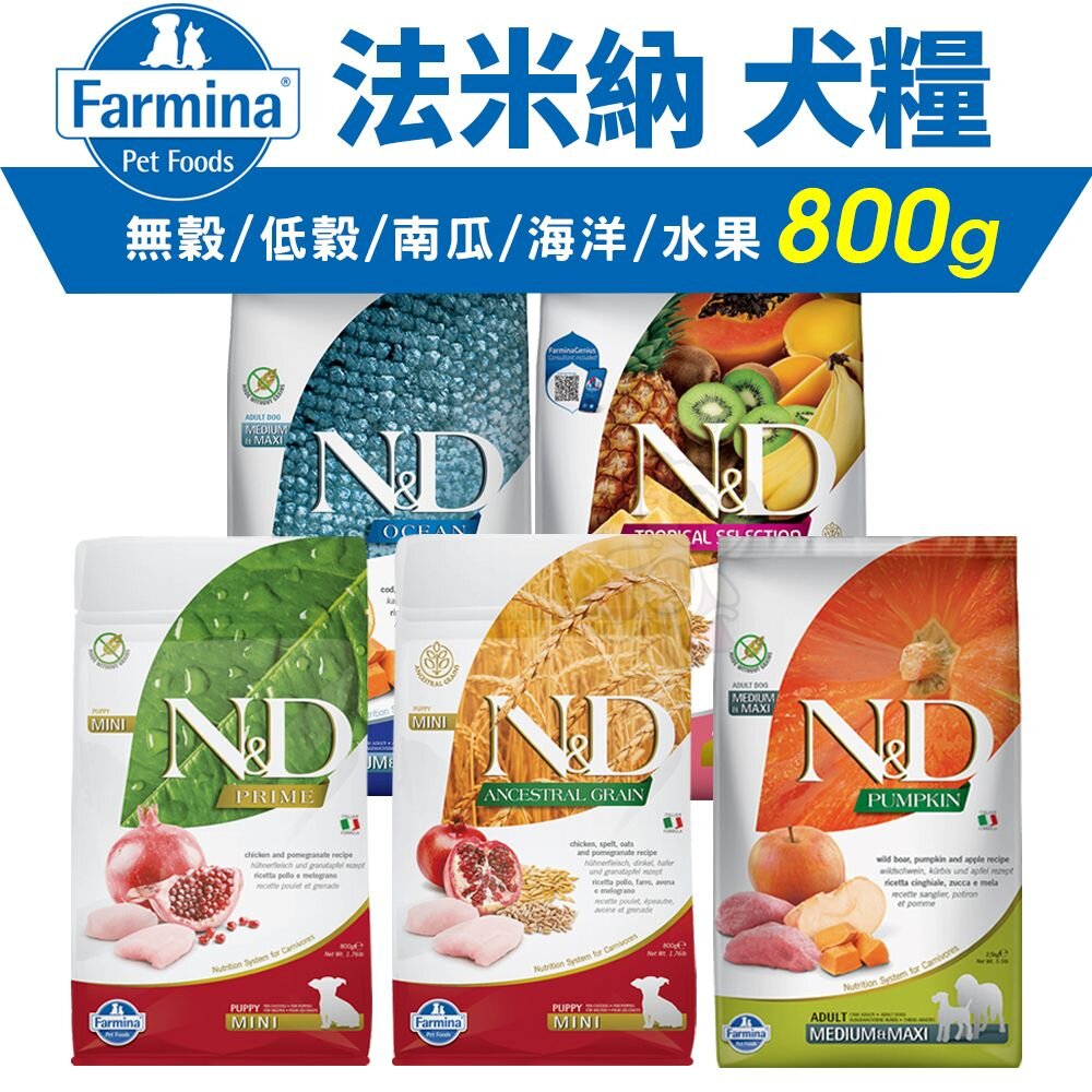 1614140278-義大利 Farmina 法米納 犬糧 800g 無穀犬 低穀犬 南瓜犬 海洋犬 狗飼料『WANG』