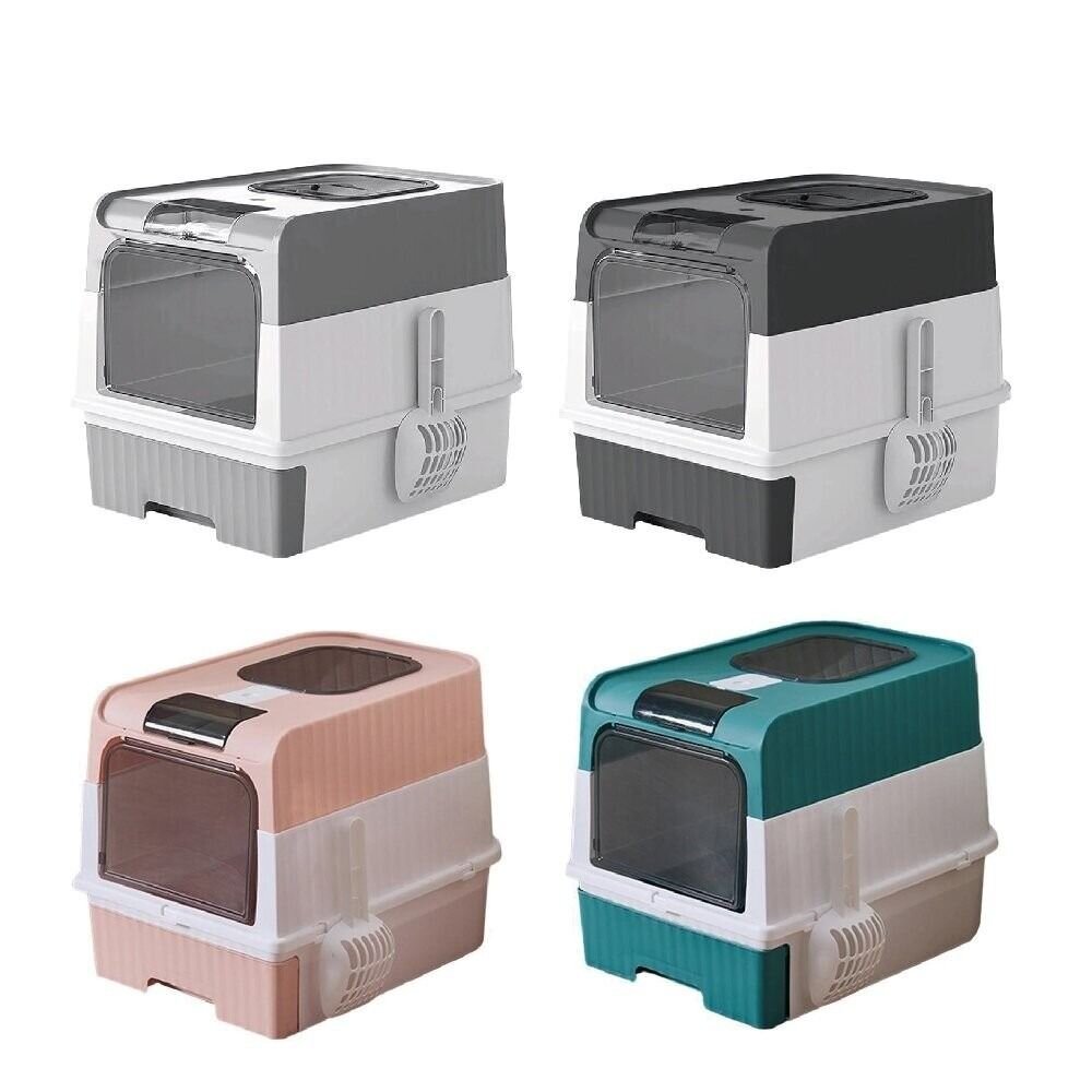 icat 寵喵樂 貓砂盆 吐司敞開式 貓頭折疊 抽屜式 紫外線雙門豪華上掀抽屜式B款 貓砂盆『WANG』-圖片-1