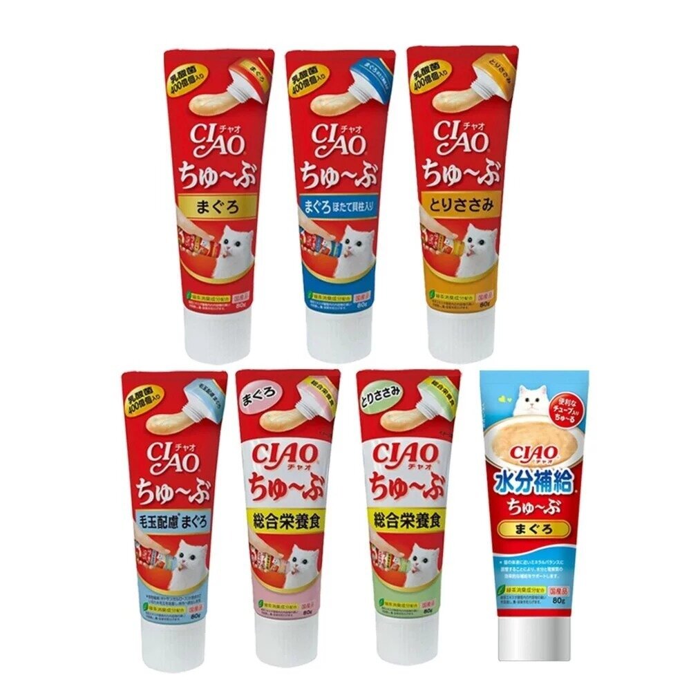 日本 CIAO 啾嚕管狀肉泥【80gx6條組】啾嚕乳酸菌 水分補給 綜合營養 啾嚕肉泥膏 貓肉泥 原廠公司貨『WANG』-圖片-1