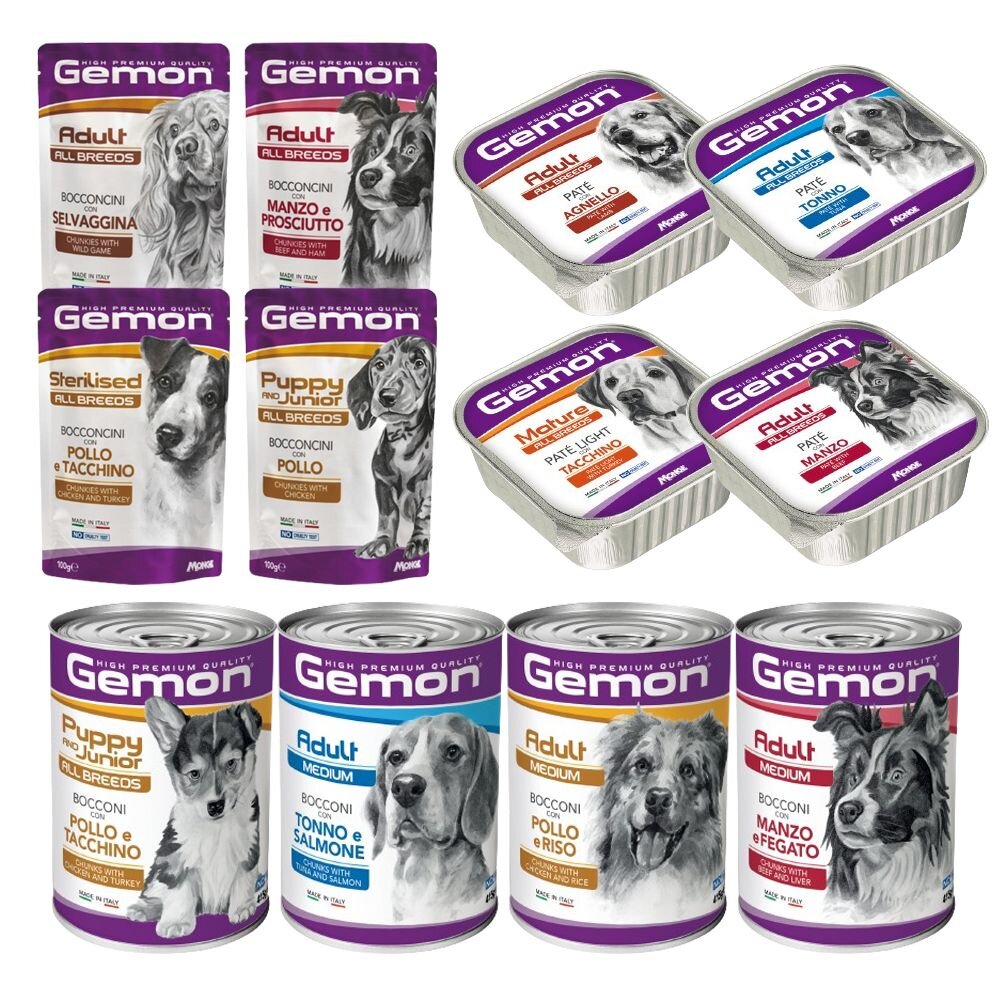 義大利 Gemon 啟蒙 主食狗餐盒 罐頭 餐包【24罐組】主食狗罐 狗罐頭 狗餐盒 狗餐包『WANG』-圖片-1