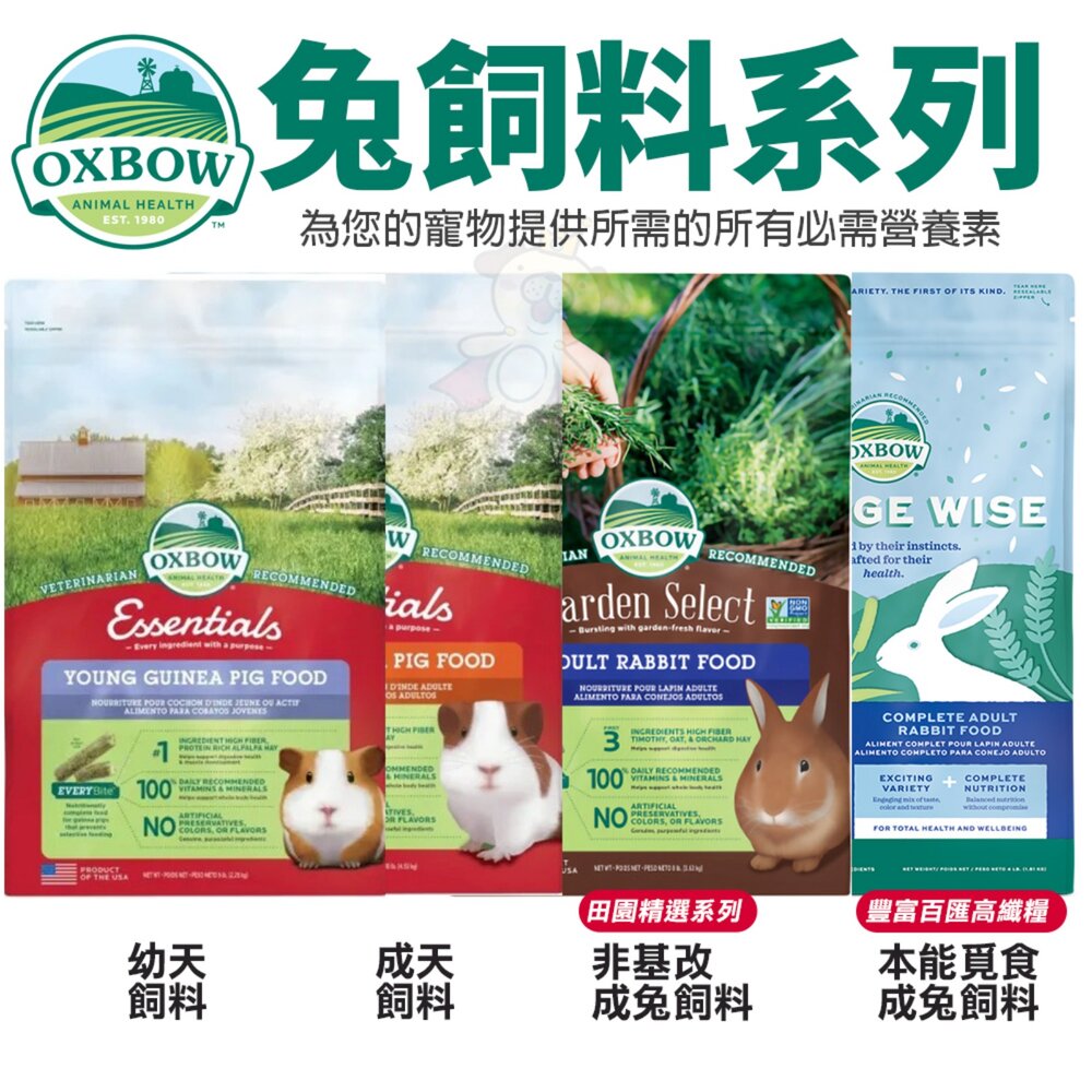 1652015843-美國 OXBOW 兔飼料 活力配方 田園精選非基改 豐富百匯高纖糧 幼兔 成兔飼料 小動物飼料『WANG』