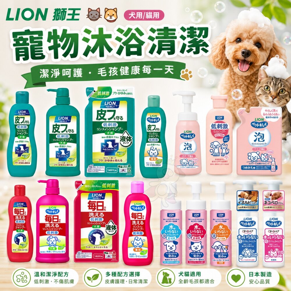 1652465377-LION 獅王 乾洗澡泡泡慕斯 低剌激每日洗清潔潤絲二合一 舒敏洗去屑 修護洗毛精『WANG』