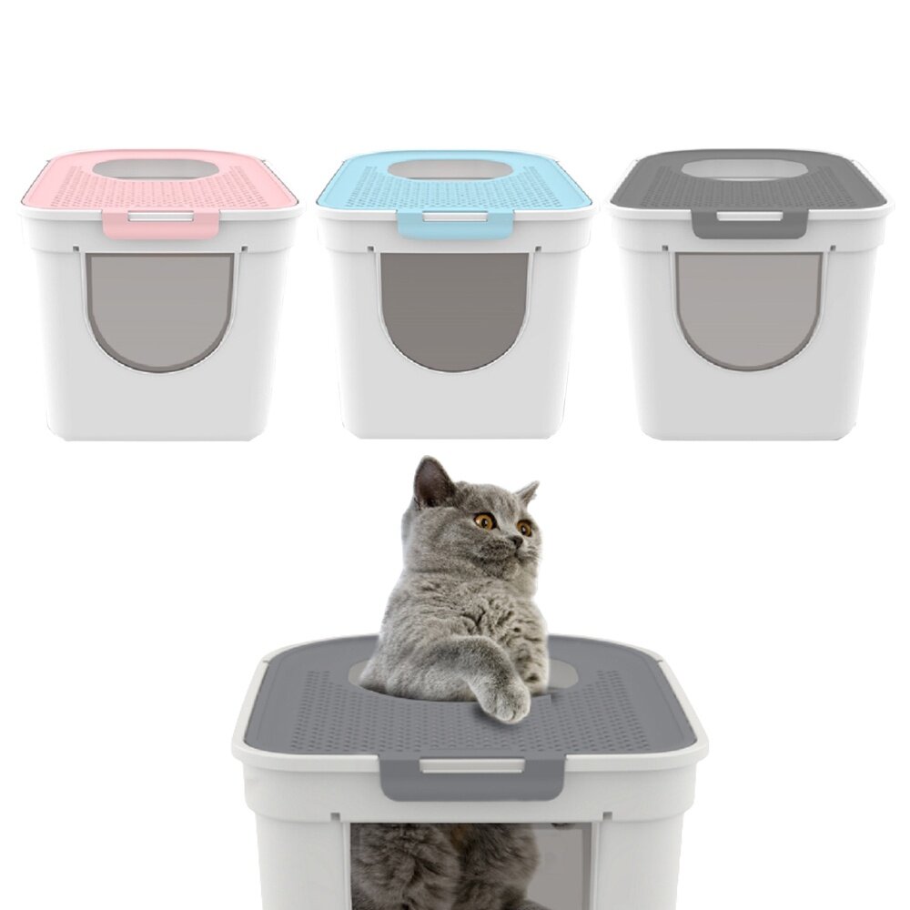 icat 寵喵樂 魔方頂入式貓砂盆 全封閉抽屜式雙門升級款貓砂盆 下進上出 封閉式貓砂盆『WANG』-圖片-1