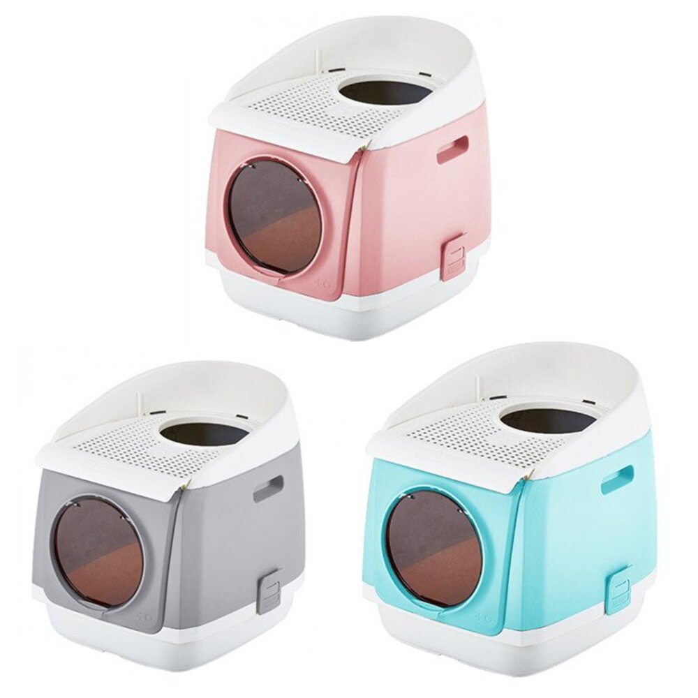 1692580320-TOM CAT 派可為 自由艙貓砂盆 紳士雅灰/浪漫櫻花/湖水藍  雙門 單層貓便盆 貓適用『WANG』