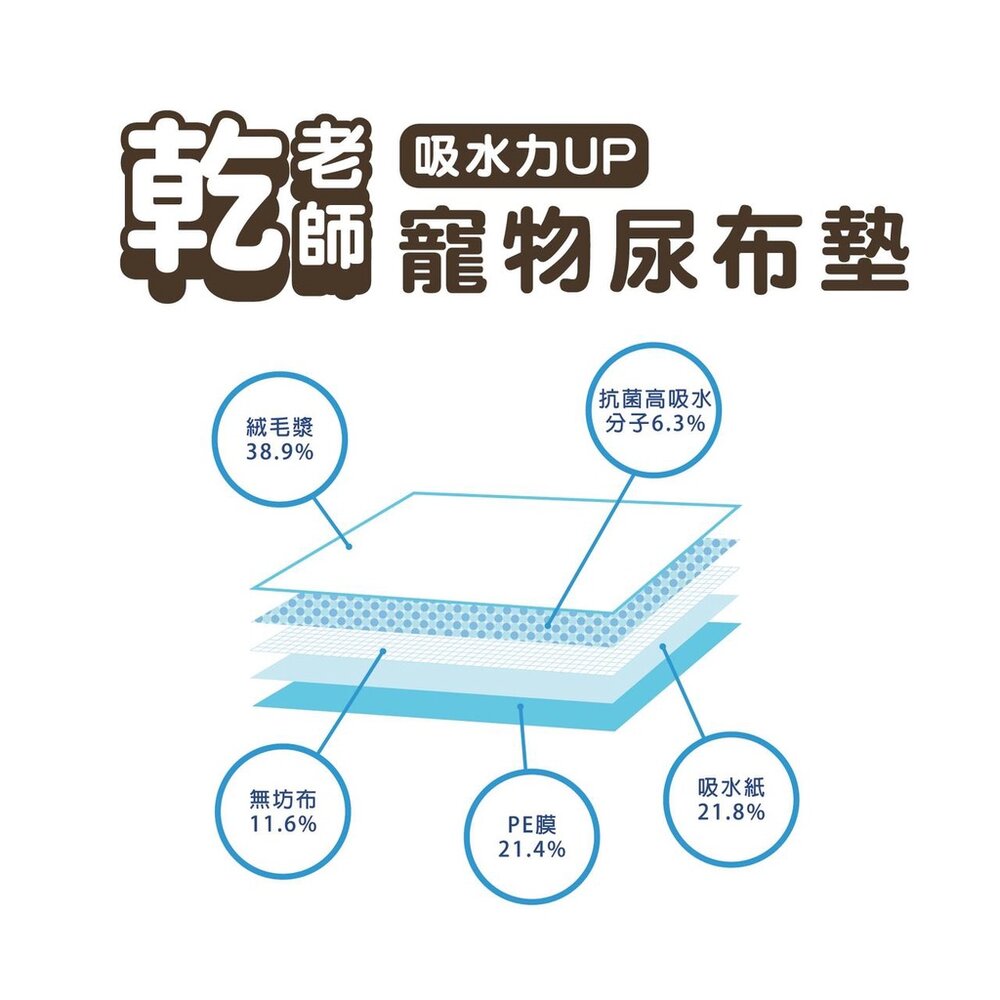 乾老師 寵物尿布墊 S/M/L號 吸水力UP 速乾不溢臭 輕薄堅韌 超環保 寵物尿布『WANG』-圖片-5
