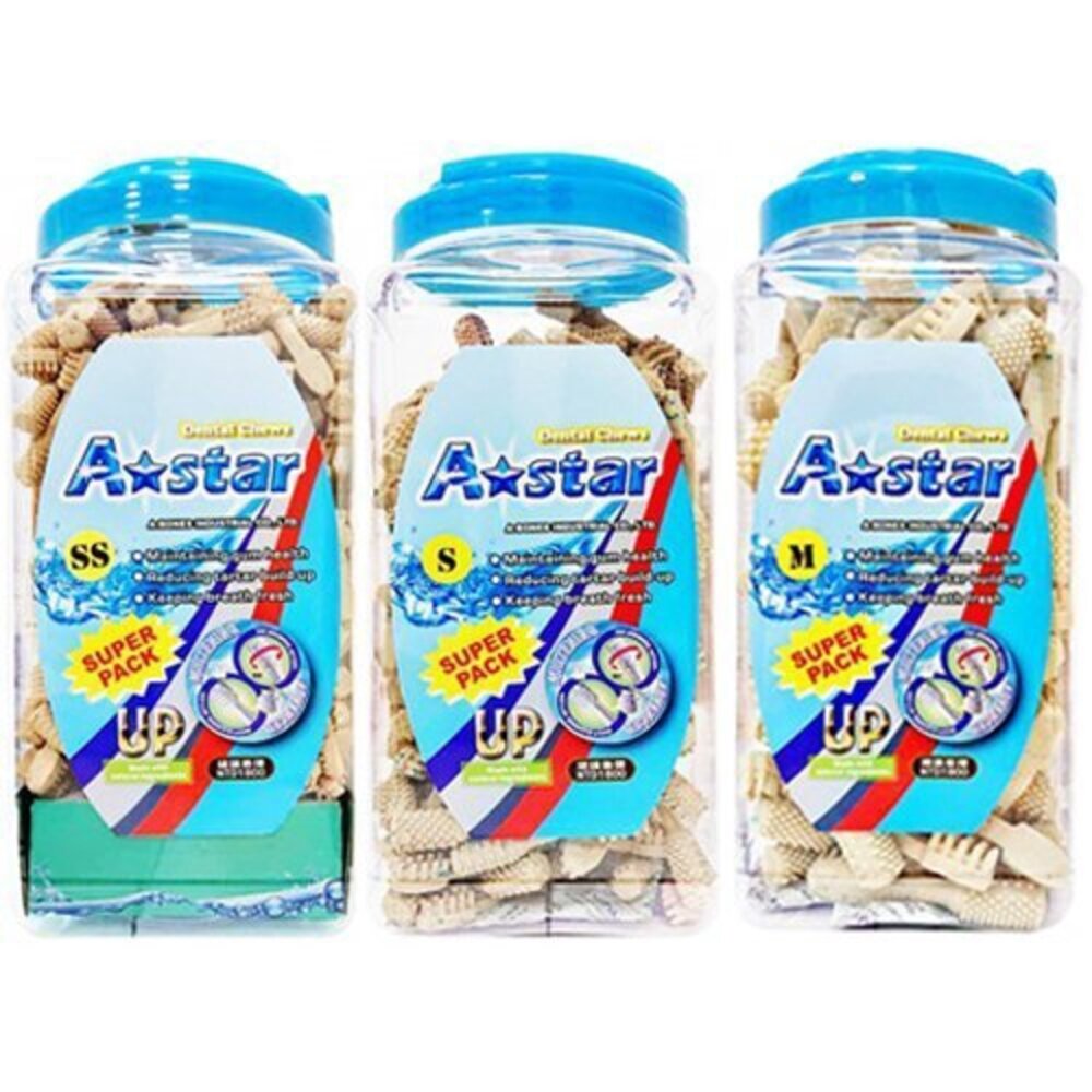 A-Star Bones AB 潔牙骨桶裝 1900g 雙頭 五星 亮白 空心六星棒 高齡犬『WANG』-圖片-6