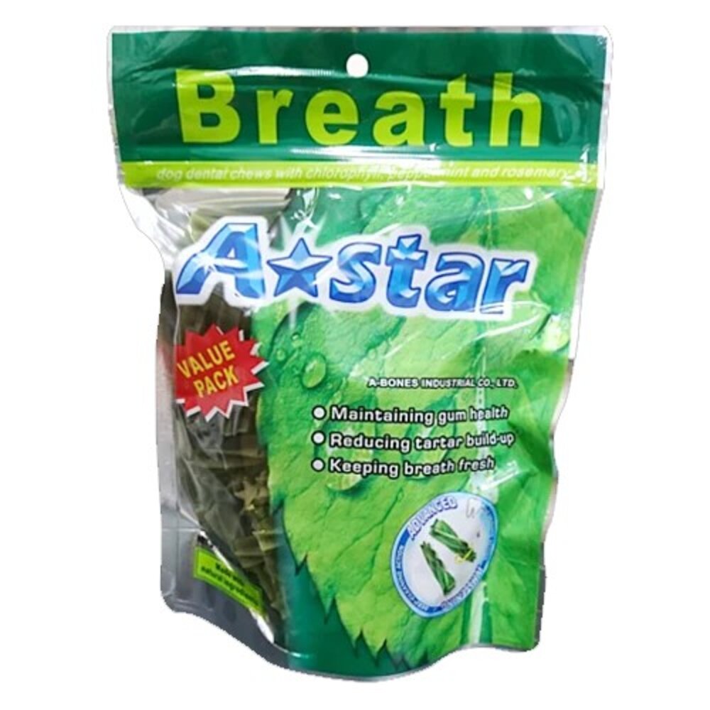 A-Star Bones AB潔牙骨袋裝(大包裝)240g 多效雙頭 五星/亮白雙頭五星/空心六星棒/高齡犬『WANG』-圖片-1