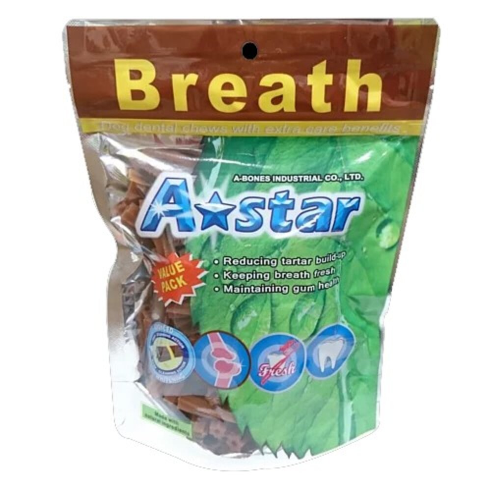 A-Star Bones AB潔牙骨袋裝(大包裝)240g 多效雙頭 五星/亮白雙頭五星/空心六星棒/高齡犬『WANG』-圖片-7