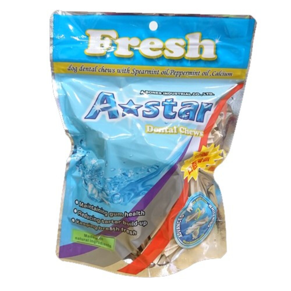 A-Star Bones AB潔牙骨袋裝(大包裝)240g 多效雙頭 五星/亮白雙頭五星/空心六星棒/高齡犬『WANG』-圖片-8