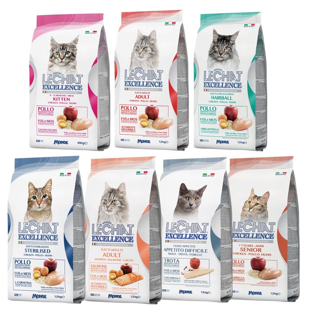 義大利 Excellence 卓越 天然呵護貓糧 400g-1.5kg 幼母貓 高齡 成貓 化毛 結紮 挑嘴貓『WANG-圖片-1