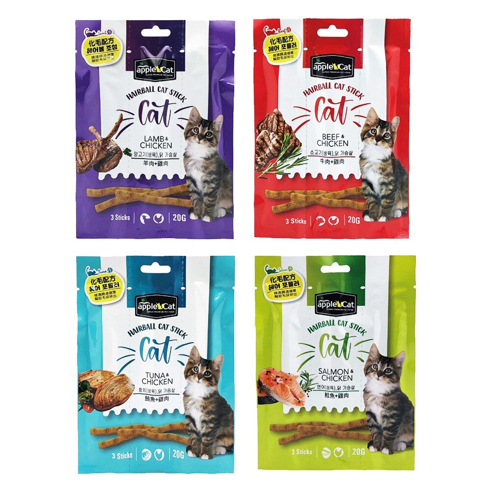18137100625-Apple Cat 貓咪化毛點心棒20g(3入) 貓肉條 化毛點心 貓零食『WANG』
