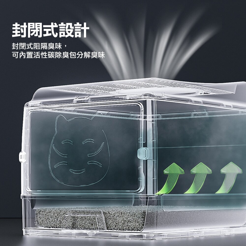 iCat 寵喵樂 全封閉抽屜式雙門升級款貓砂盆【台灣極速出貨】送貓鏟和除臭包 經典超大號 貓砂盆『WANG』-圖片-3