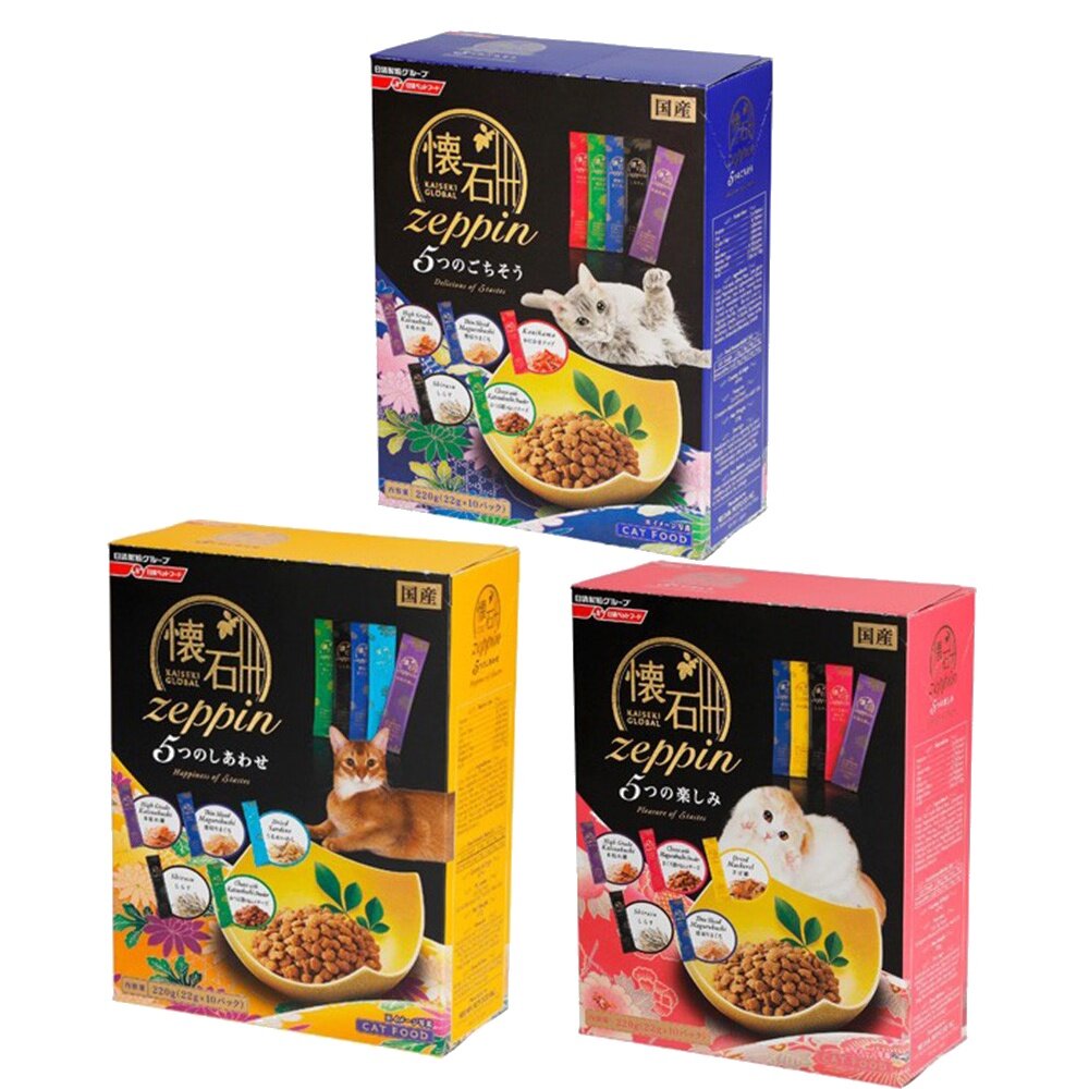 18252256512-日本 PETLINE 日清 5Dish懷石極品 220g 綜合貓糧 貓糧 貓飼料『WANG』